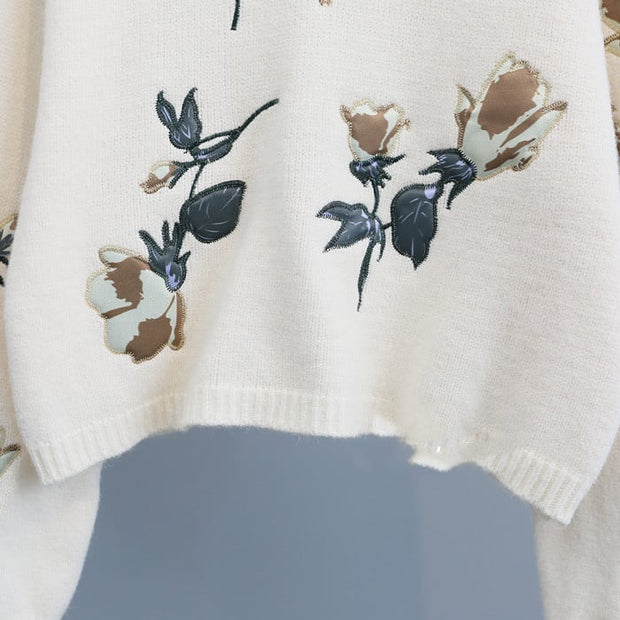 Damenstrickpullover mit Blumenstickerei - Adrienne