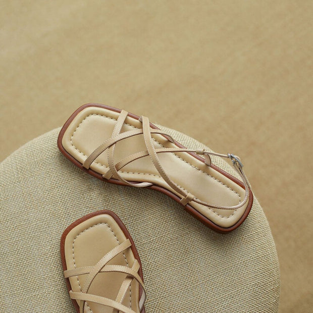 Emeralda - Flache Sandalen mit Blockabsatz und offener Spitze
