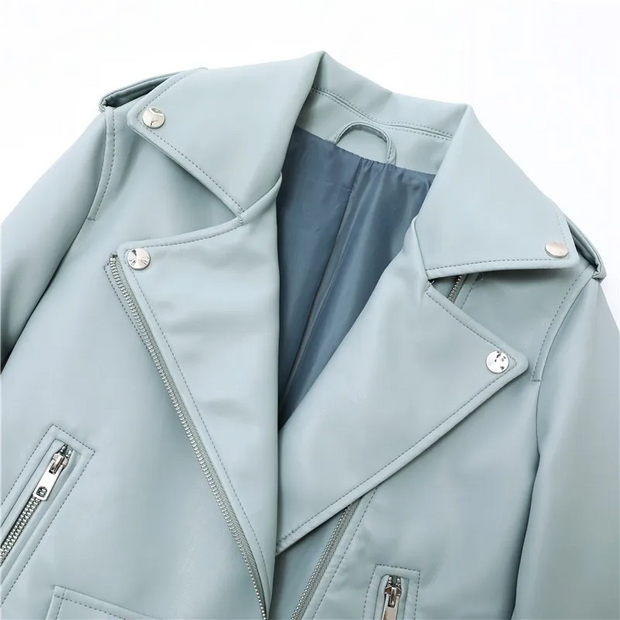 Biker-Lederjacke mit Reißverschlüssen und Gürtel