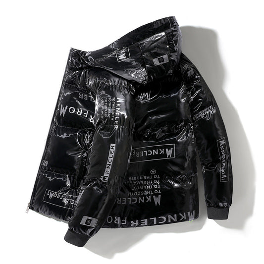 Steppjacke mit Kapuze in Vinyloptik für Männer - Lanuz