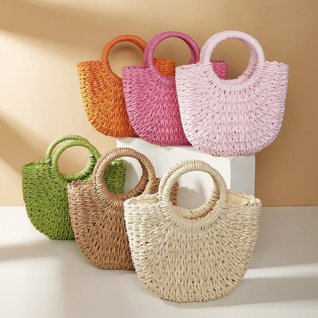Damenhandtasche mit runden Griffen im Strandstil - Noa