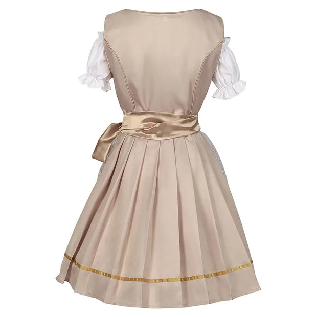 Elegantes Damen Beige Oktoberfest Dirndl Kleid - Clara