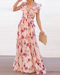 Sofia - Langes Sommerkleid mit offenem Rücken und Blumendruck