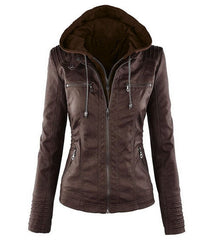 Lederjacke mit Kapuze