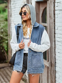 Jeansweste mit lockerer Passform in Schwarz