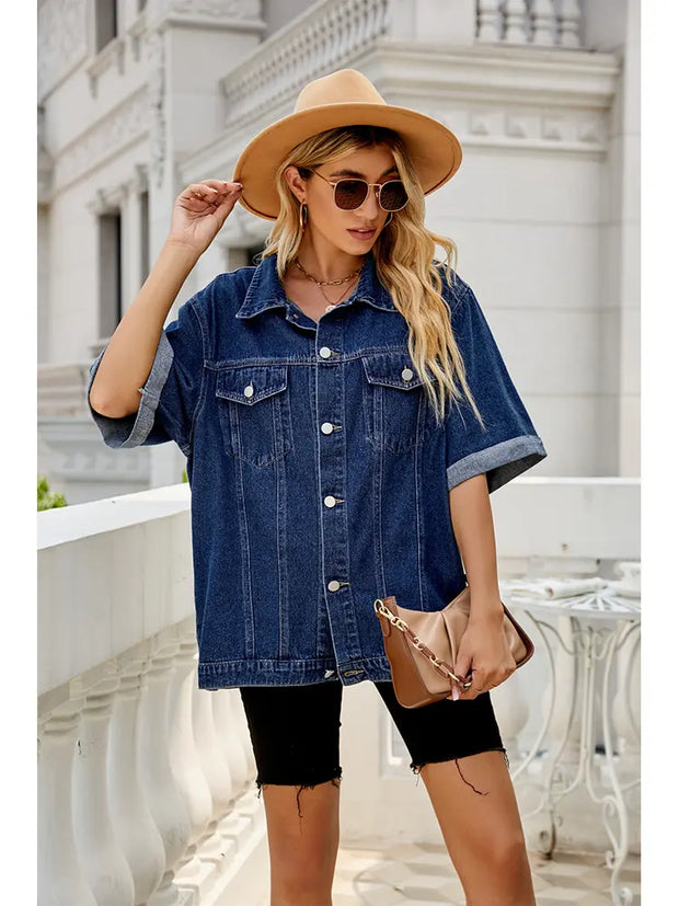 Jeansjacke im mittellangen Schnitt im Used-Look mit lockerer Passform