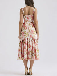 Fryda - Midikleid mit Blumenmuster und Neckholder im süßen Stil