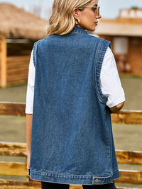 Jeansweste mit Knopfverschluss, Taschen und lockerer Passform