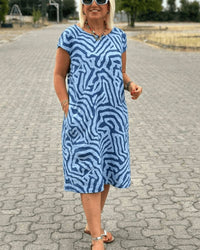 Bedrucktes Damen Sommerkleid mit Rundhalsausschnitt - Nelia