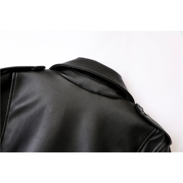 Biker-Lederjacke mit Reißverschlüssen und Gürtel