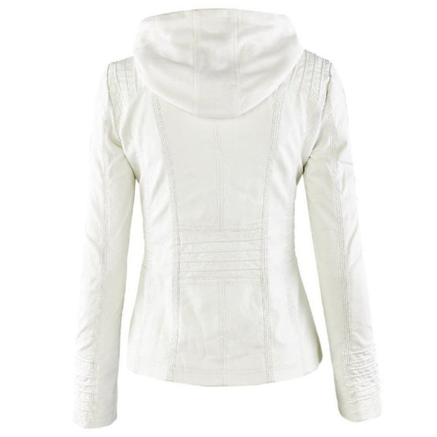 Lederjacke mit Kapuze