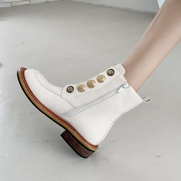 Stiefeletten mit goldener Knopfleiste - Enorie