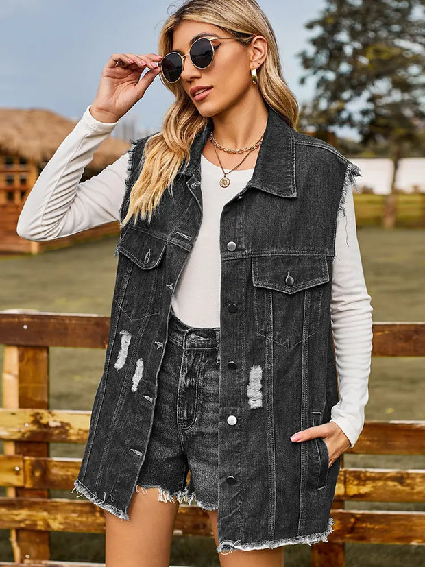 Kurze Jeansweste für Layering-Looks