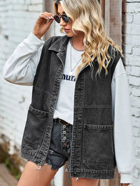 Jeansweste mit lockerer Passform in Schwarz