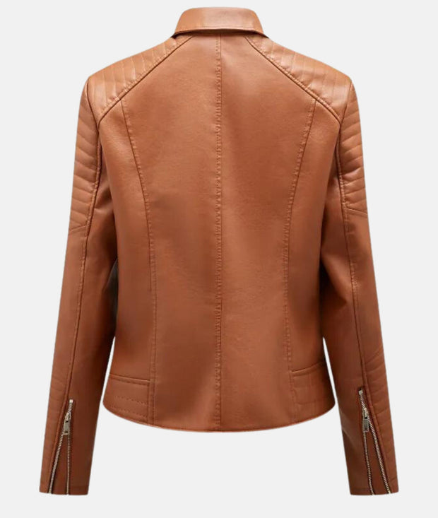 Biker-Lederjacke ohne Kapuze
