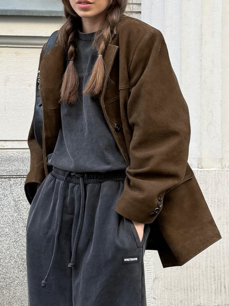 Blazer mit Reverskragen, Knopfverschluss und Taschen