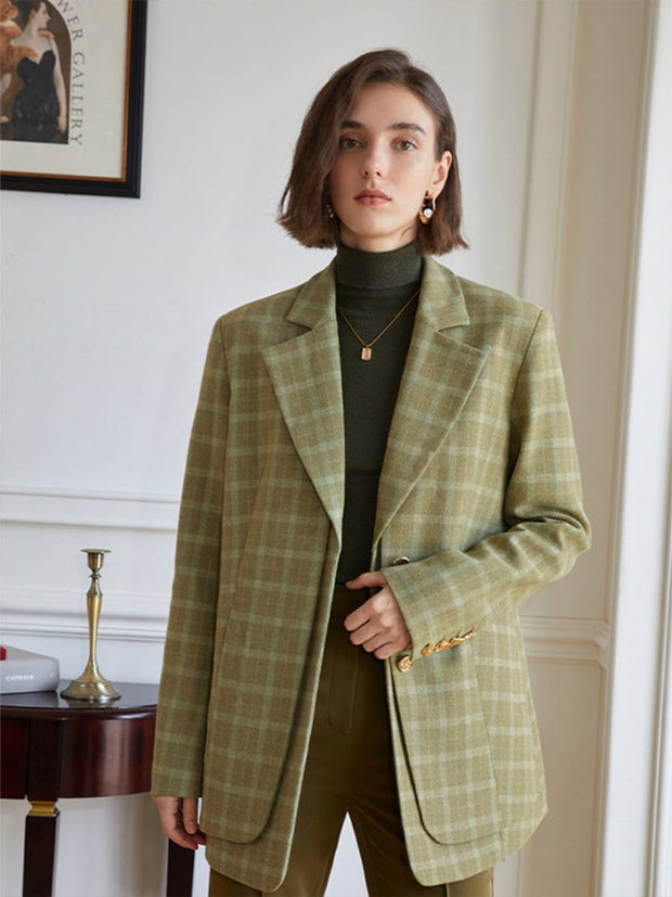 Blazer mit Karomuster und lockerer Passform