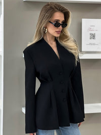 Blazer mit figurbetontem Schnitt, Reverskragen und V-Ausschnitt