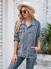 Jeansjacke im Oversize-Schnitt im mittellangen Schnitt mit Knopfverschluss
