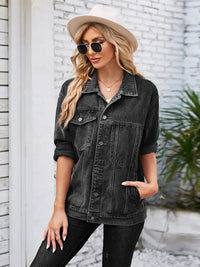 Jeansjacke im Oversize-Schnitt im mittellangen Schnitt mit Knopfverschluss