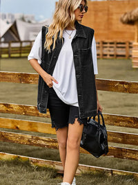 Jeansweste mit Knopfverschluss, Taschen und lockerer Passform