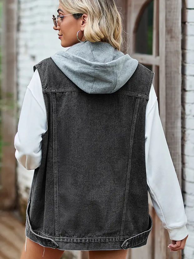 Jeansweste mit lockerer Passform in Schwarz