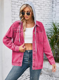 Jeansjacke im Vintage-Look mit Kapuze