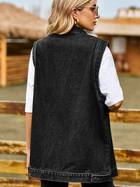 Jeansweste mit Knopfverschluss, Taschen und lockerer Passform