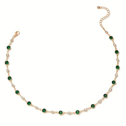 Goldene Fußkette Amália Mit Grünen Kristallen Und Zirkonien Für Damen Eleganter Knöchel Schmuck