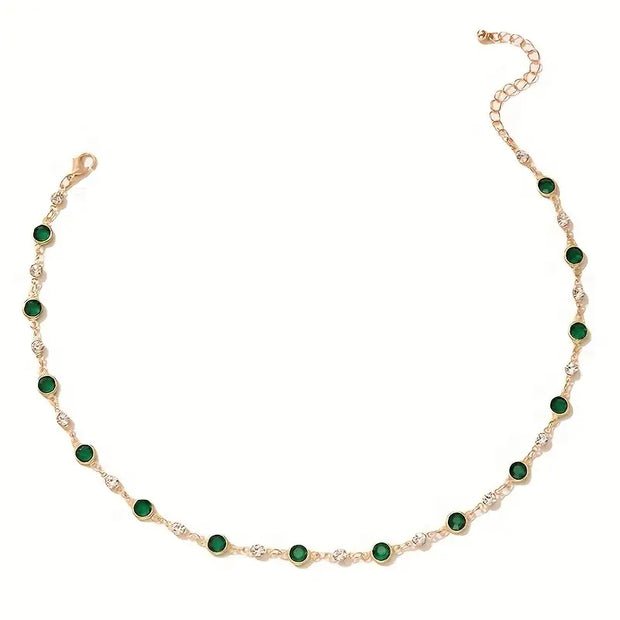 Goldene Fußkette Amália Mit Grünen Kristallen Und Zirkonien Für Damen Eleganter Knöchel Schmuck
