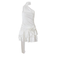 Asymmetrisches Kleid aus Satinstoff für Frauen - Elba
