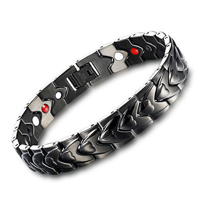 Kronos Titanarmband aus Titan und Edelstahl mit Herzform-Magneten Robustes Modernes Armband für Männer