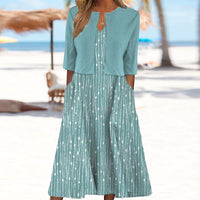 Frieda – Frisches Midikleid mit V-Ausschnitt und Jacke