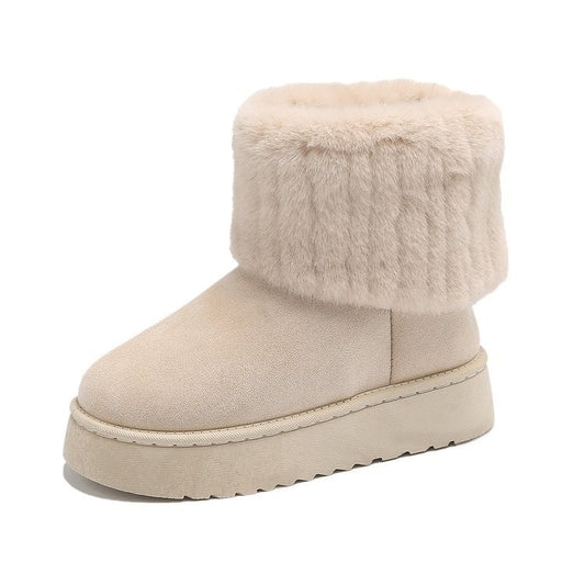 Winterliche Damenstiefeletten mit Plüschrand - Auralyn