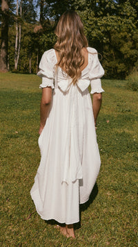 Weißes Midi-Kleid mit freien Schultern für Damen – Renata