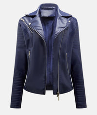 Biker-Lederjacke ohne Kapuze