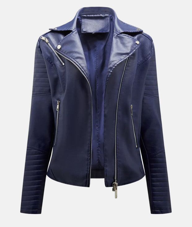 Biker-Lederjacke ohne Kapuze