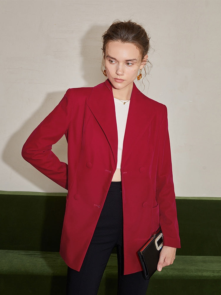 Blazer mit Reverskragen und V-Ausschnitt