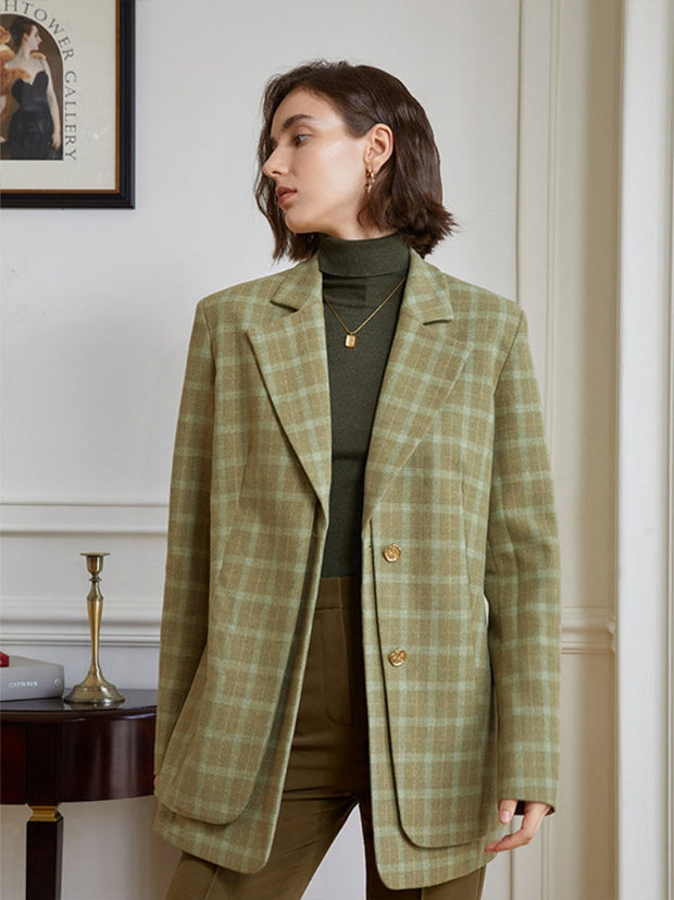 Blazer mit Karomuster und lockerer Passform