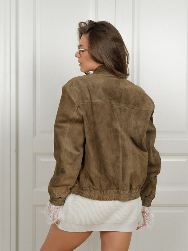 Wildlederjacke in leichter Ausführung im Steppdesign mit Taschen