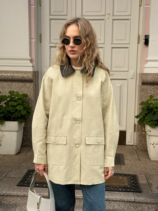 Jacke im Used-Look mit Farbblock-Design und Taschen