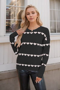 Damenpullover mit Herzaufdruck und Rundhalsausschnitt - Rúnael