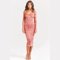 Gala - Schickes langes rosa Spitzenkleid