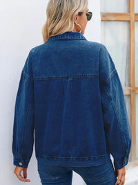 Jeansjacke im Used-Look mit Knopfverschluss und lockerer Passform