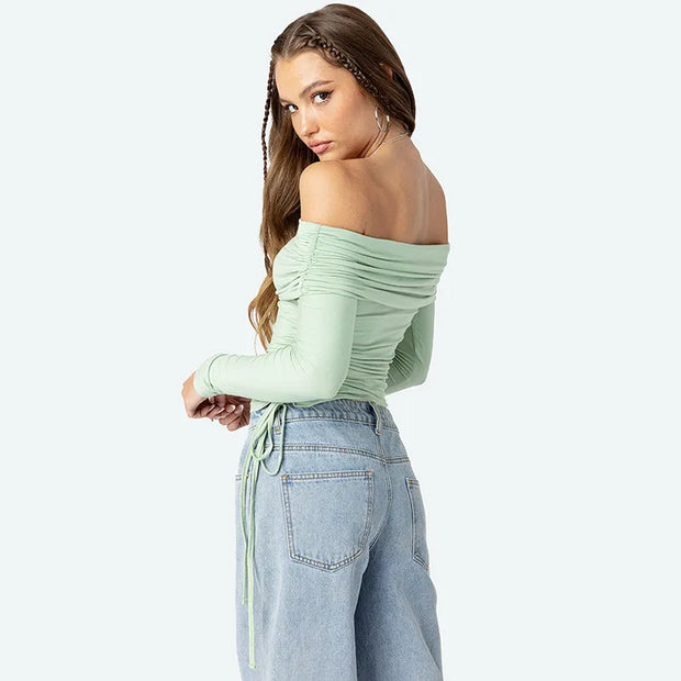 Langärmeliges schulterfreies Damen-Top - Sophia