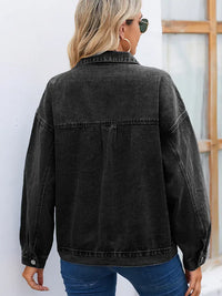 Jeansjacke im Used-Look mit Knopfverschluss und lockerer Passform