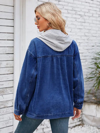 Jeansjacke im Vintage-Look mit Kapuze