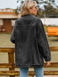 Jeansjacke mit Knopfverschluss, Taschen und lockerer Passform