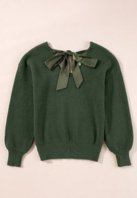 Blanche - Langärmeliger Pullover mit V-Ausschnitt und Rückenverknüpfung