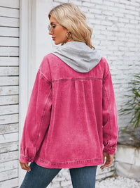 Jeansjacke im Vintage-Look mit Kapuze